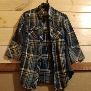 Blue & yellow plaid shirt
